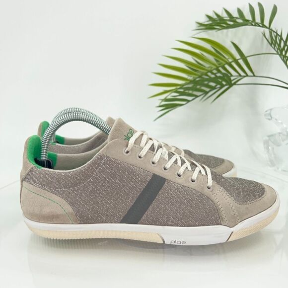 Plae Men's Prospect Sneaker Size 8 Beige Grey Fabric Lace Up Athletic Shoes - Picture 3 of 13